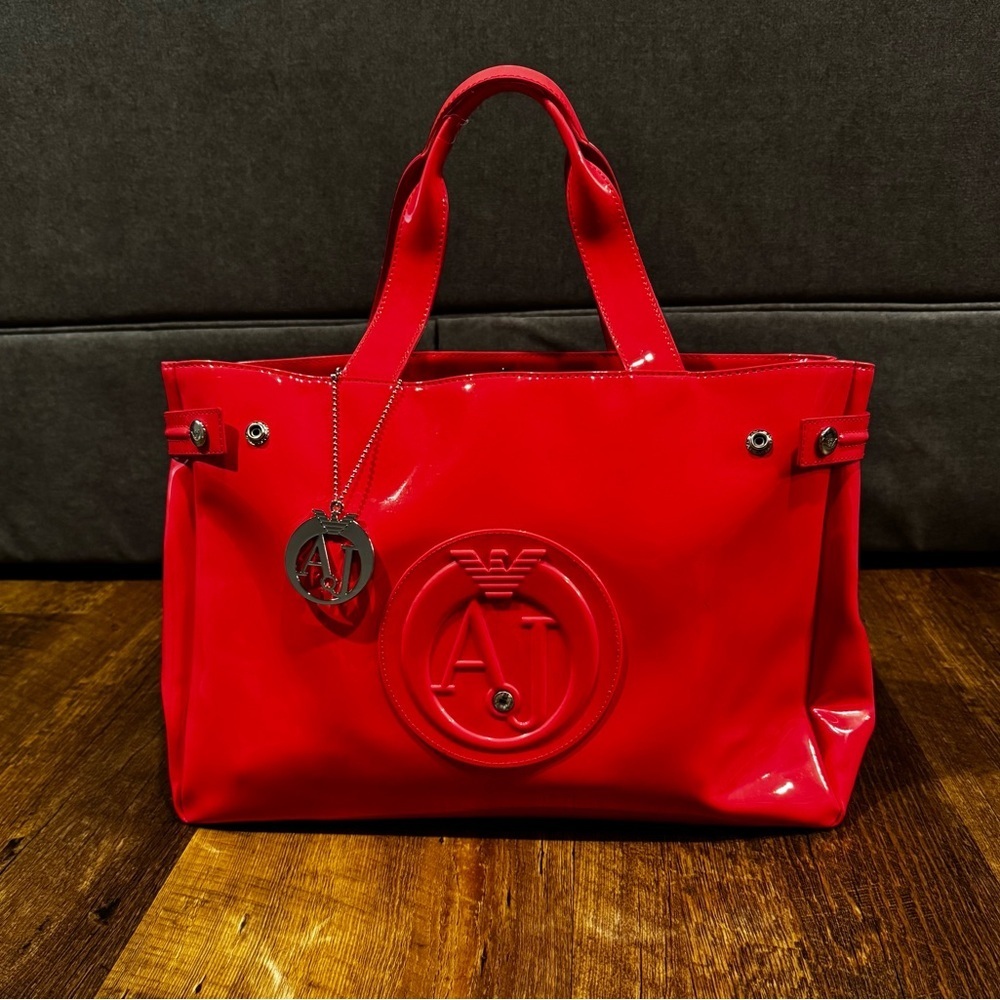 Armani Jeans Glossy Large Hot Pink Handbag